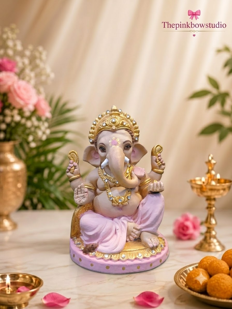 Elegant Golden Throne Ganpati Idol