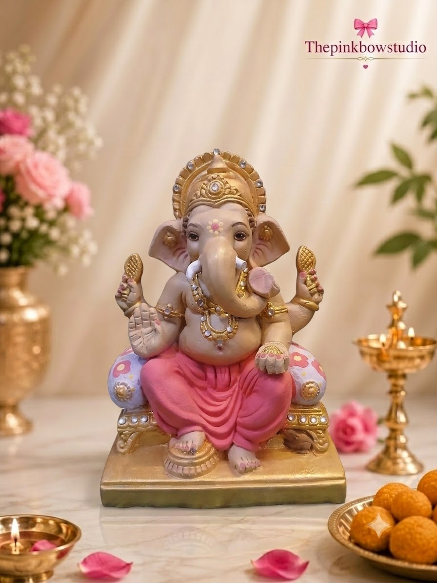 Royal Pink Dhoti Ganpati Murti