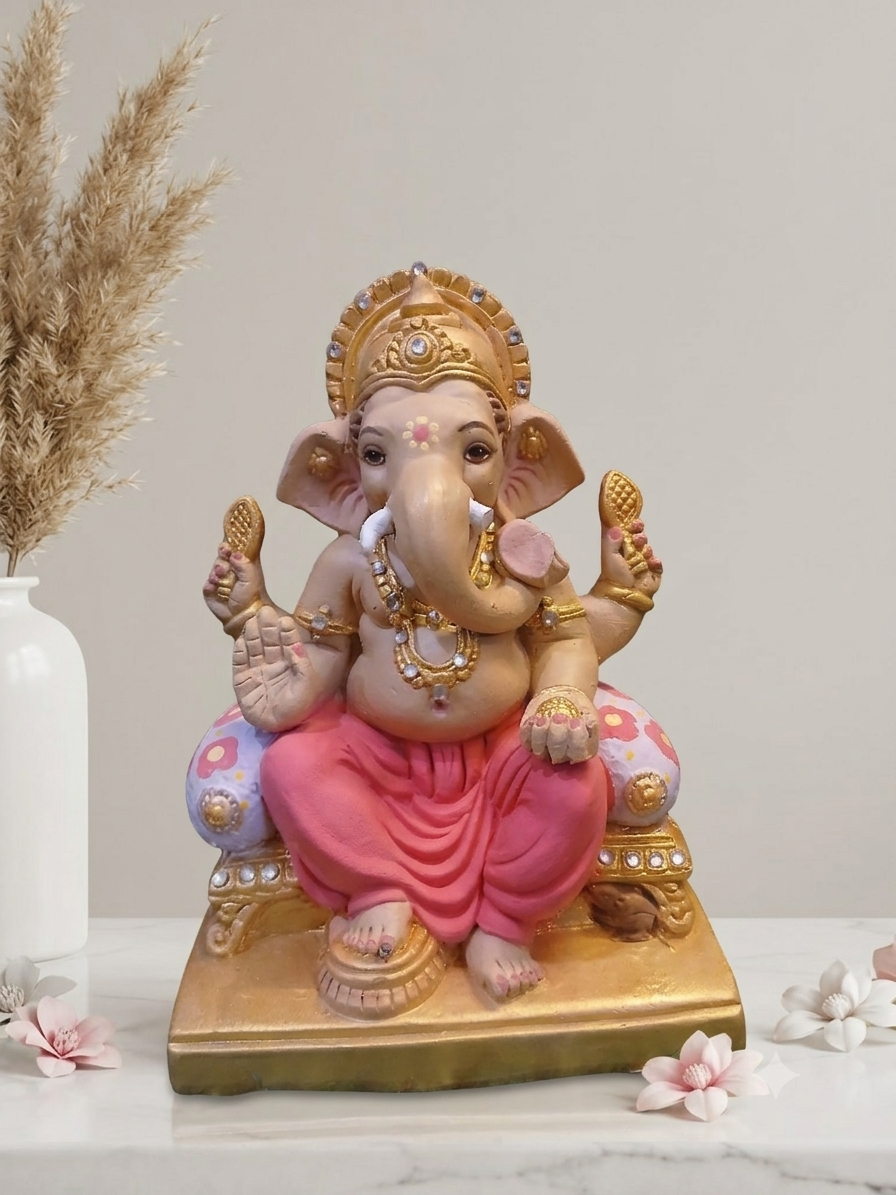 Royal Pink Dhoti Ganpati Murti