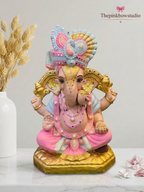 Pastel Ganesha Murti with Ornate Turban