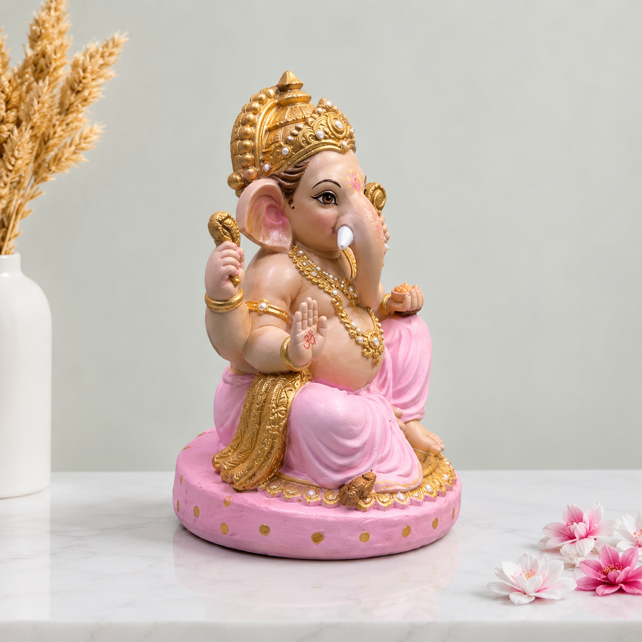Elegant Golden Throne Ganpati Idol