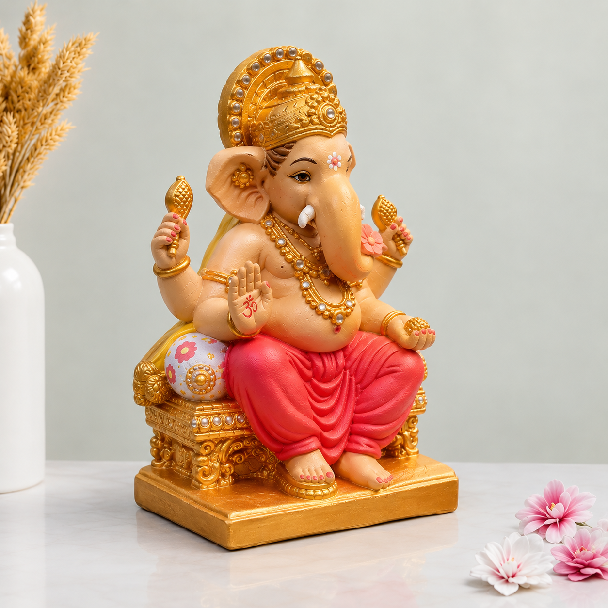 Royal Pink Dhoti Ganpati Murti