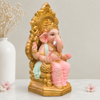 Royal Pink Throne Ganpati Murti