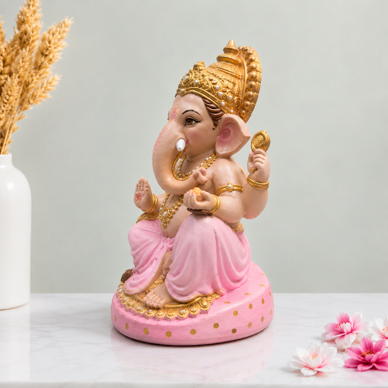 Elegant Golden Throne Ganpati Idol