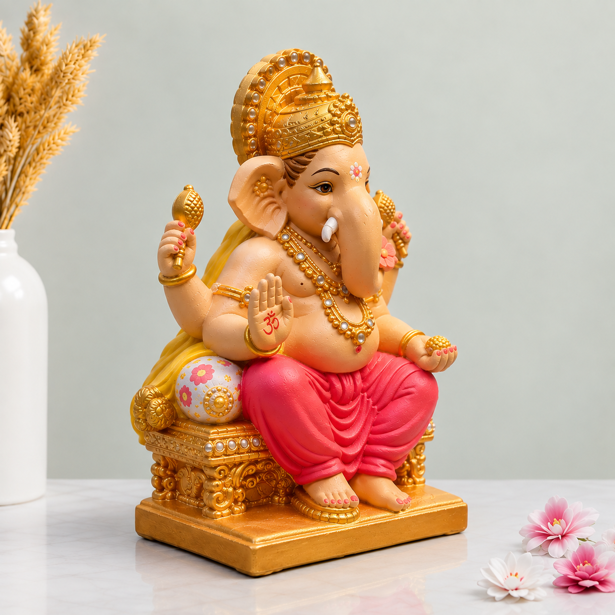 Royal Pink Dhoti Ganpati Murti