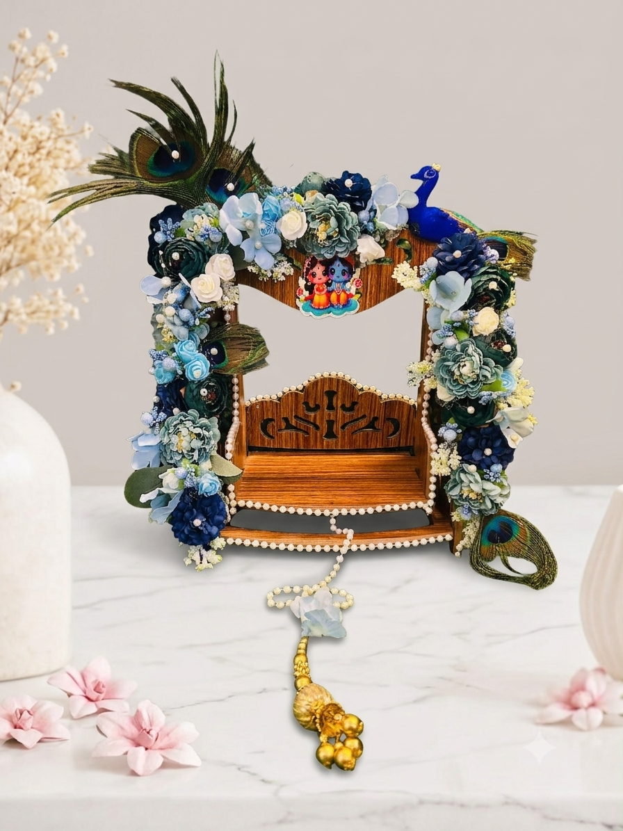 Peacock Theme Laddu Gopal Jhula