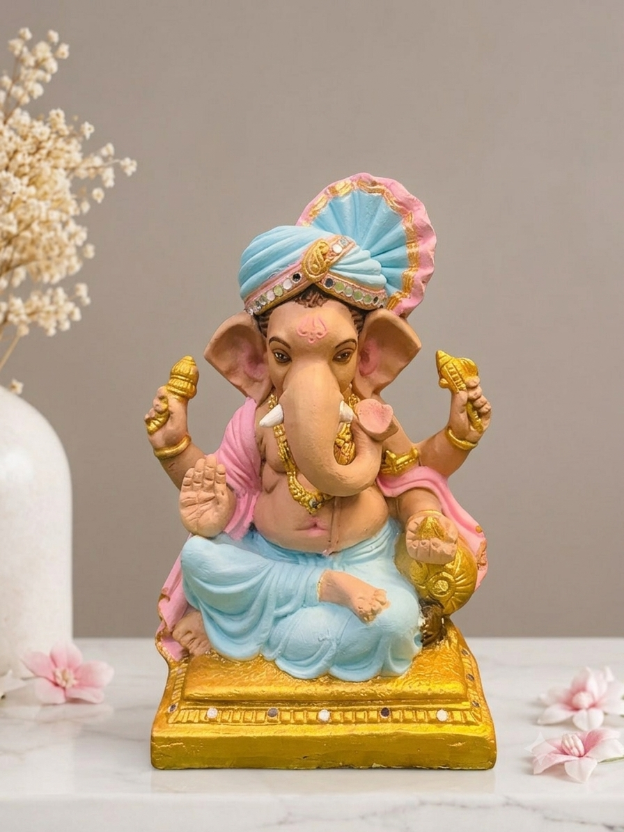 Serene Ganesha on Golden Pedestal