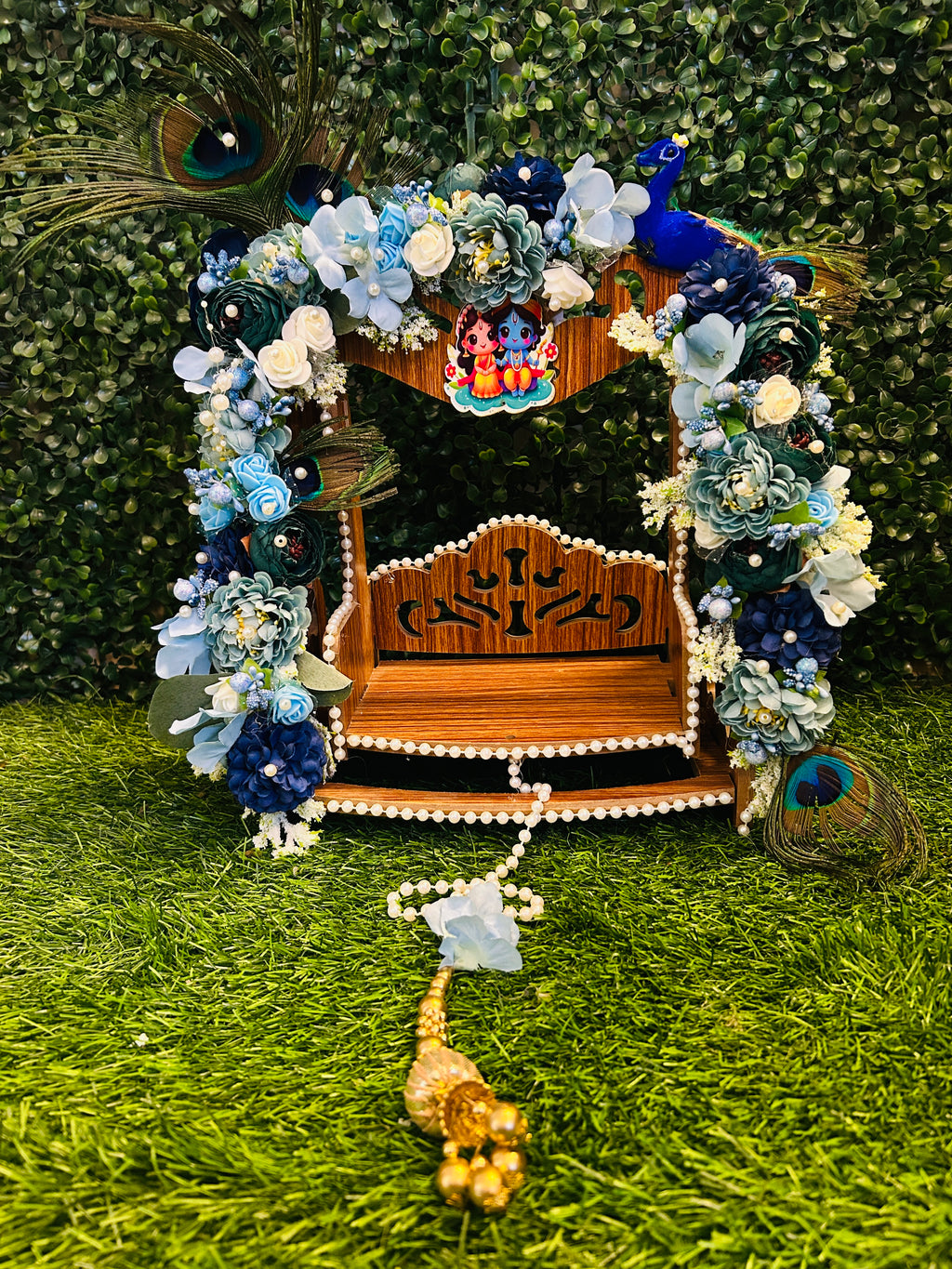 Peacock Theme Laddu Gopal Jhula