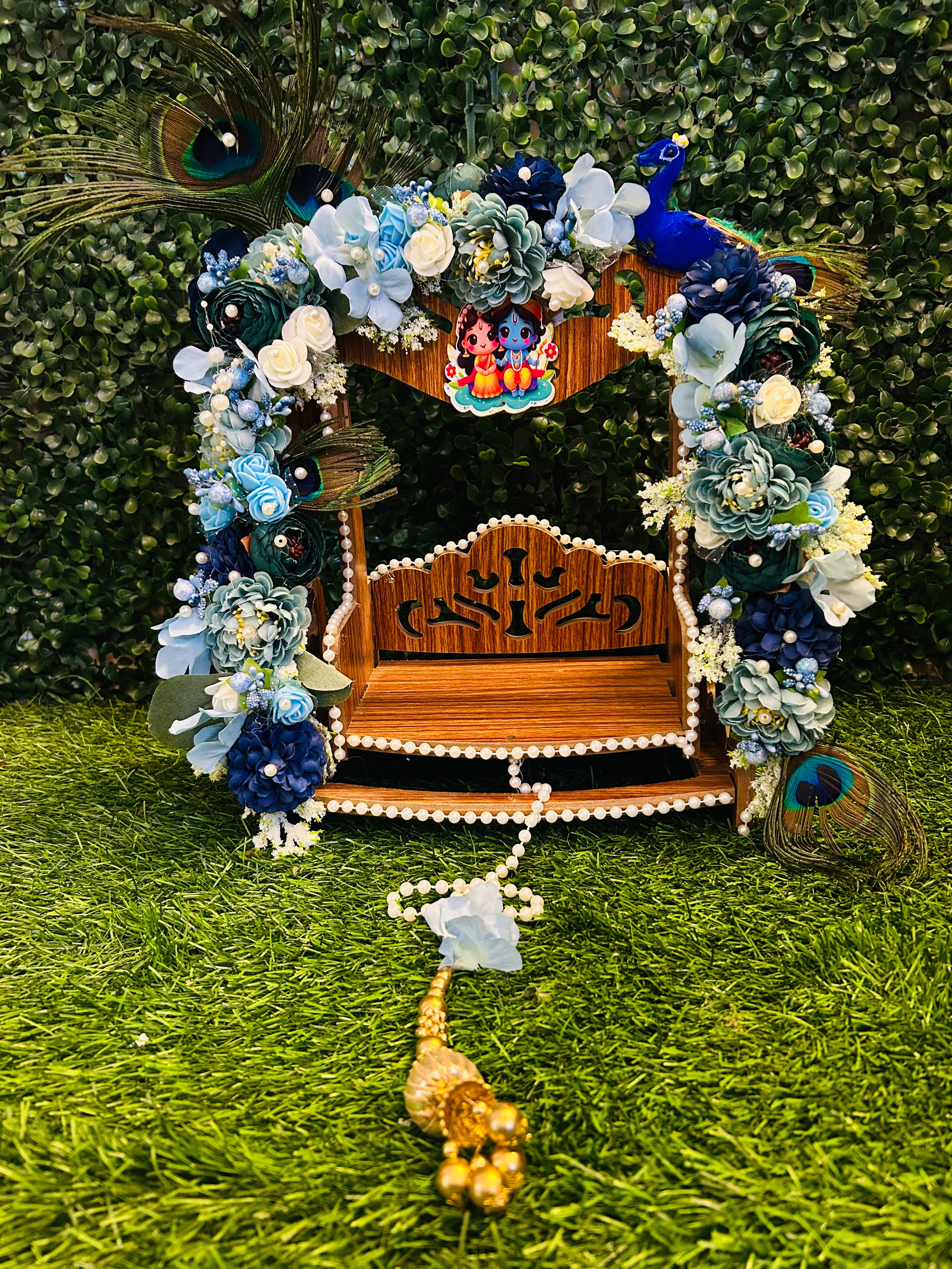 Peacock Theme Laddu Gopal Jhula