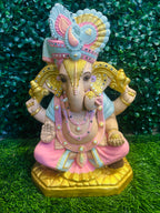 Pastel Ganesha Murti with Ornate Turban