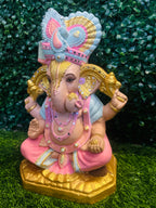 Pastel Ganesha Murti with Ornate Turban