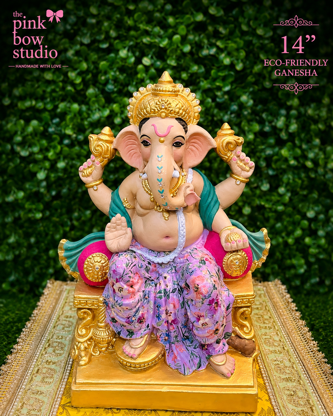 Floral Pink Dhoti Eco friendly Ganesha