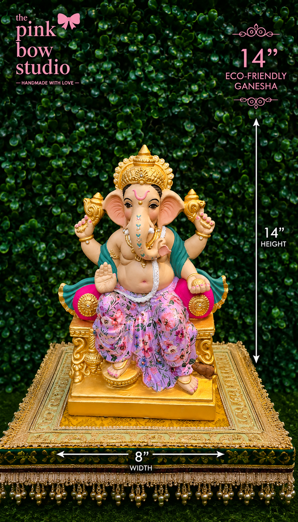Floral Pink Dhoti Eco friendly Ganesha