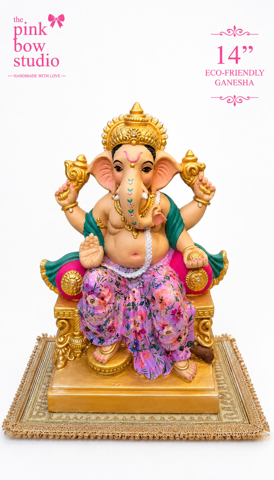Floral Pink Dhoti Eco friendly Ganesha