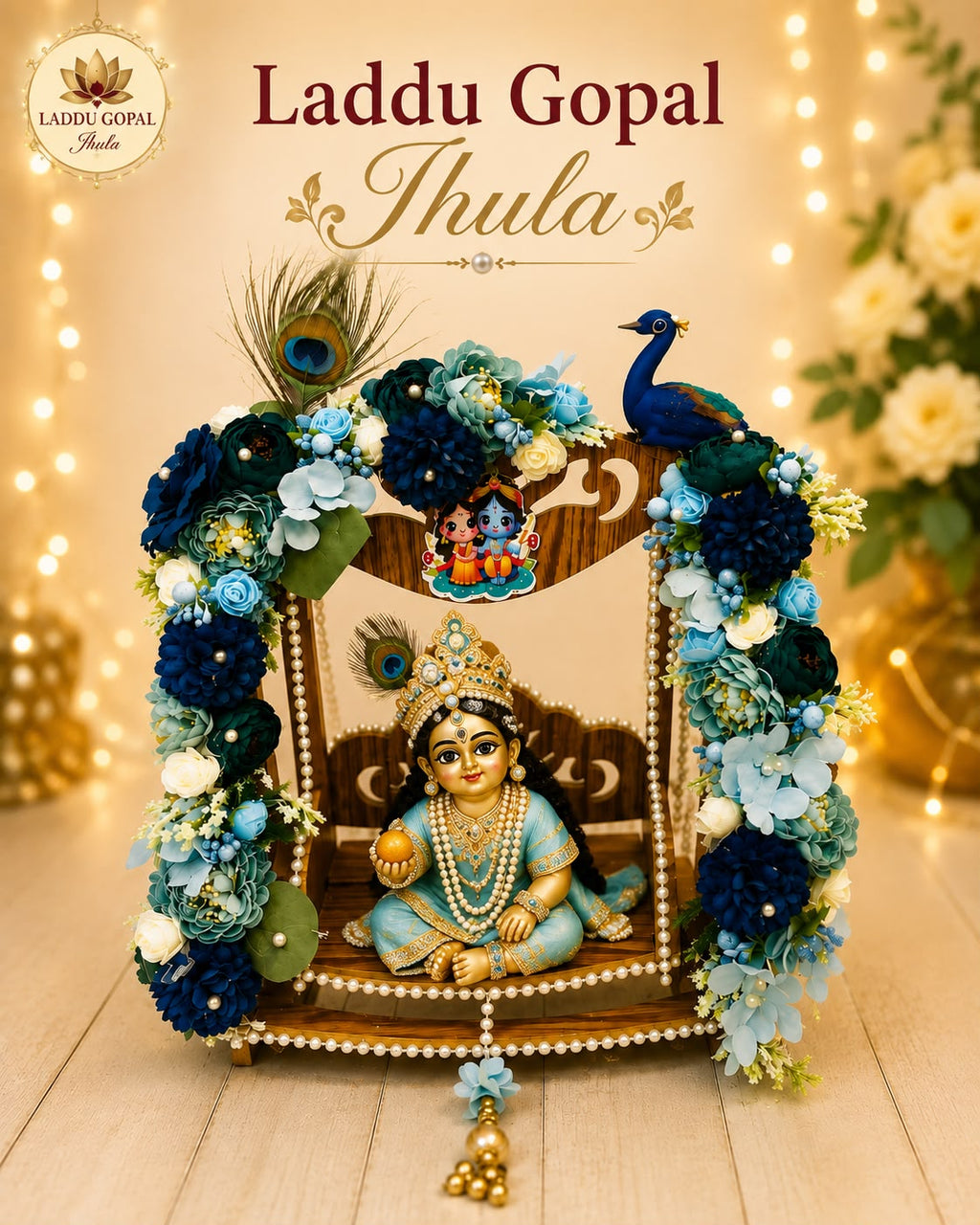 Wooden Laddu Gopal Jhula