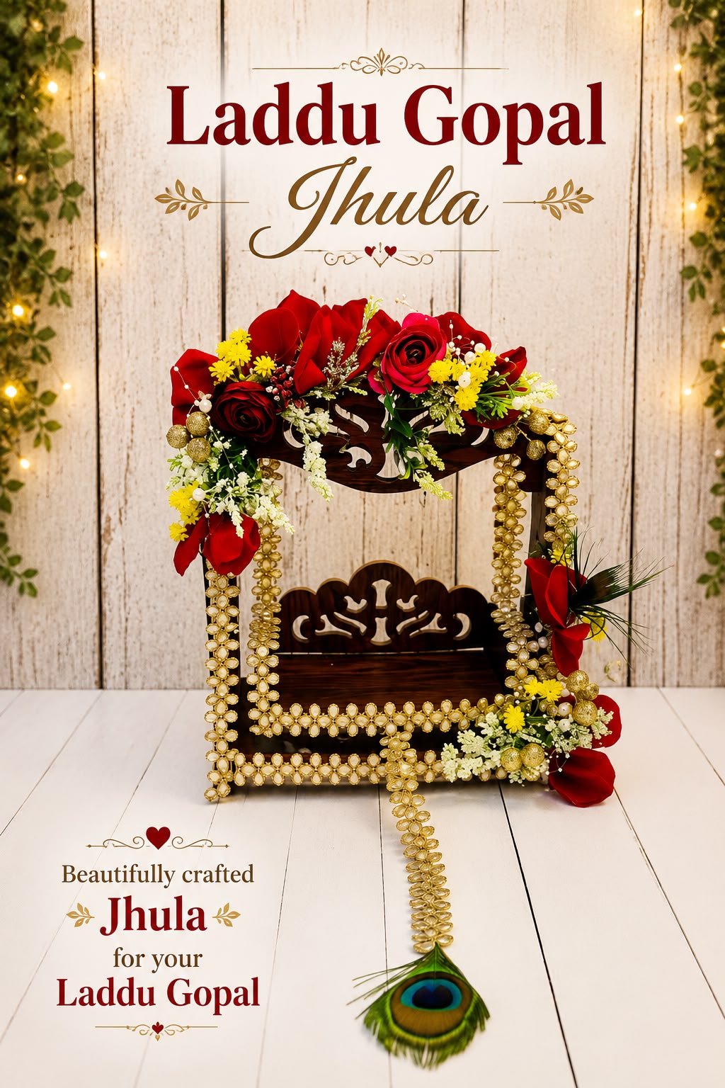 Wooden Laddu Gopal Jhula