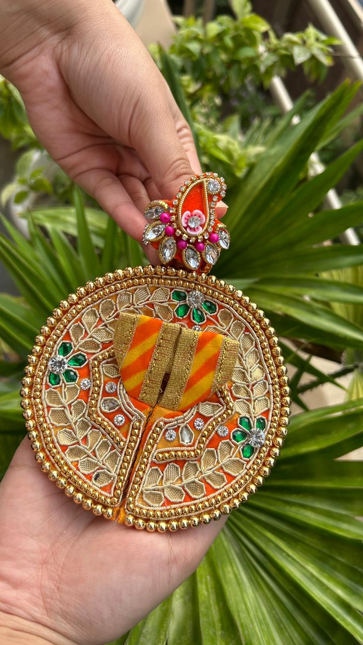 Beautiful Laddu Gopal Posak | Gota Designer Krishna Ji Dress | Size 0
