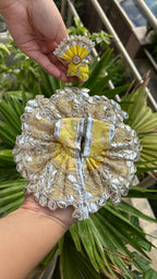 Beautiful Laddu Gopal Posak | Gota Yellow Dress with Yellow Pagri | Size 1-2