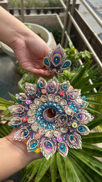 Beautiful Laddu Gopal Posak | Peacock Designer Dress with Patka &amp; Pagri | Size 0-1