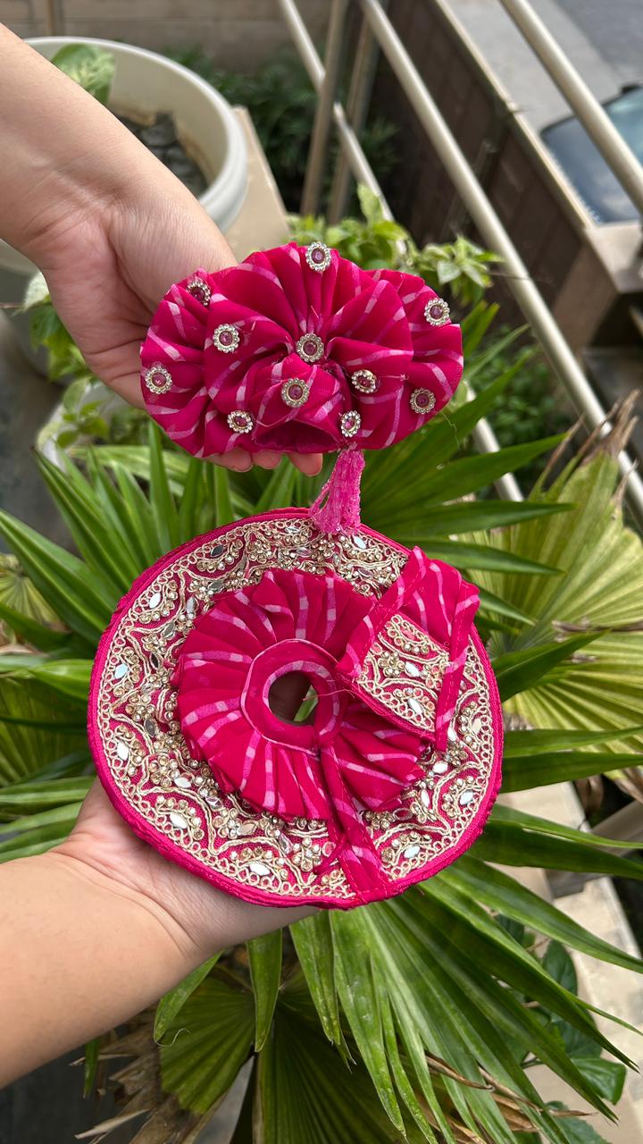 Beautiful Laddu Gopal Posak | Lehriya Zari &amp; Gotta Border Dress | Size 0-1