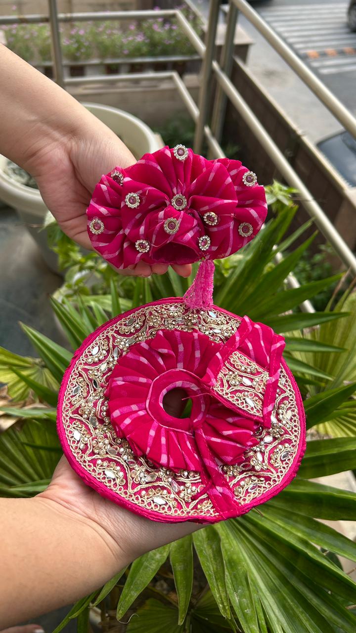 Beautiful Laddu Gopal Posak | Lehriya Zari &amp; Gotta Border Dress | Size 0-1