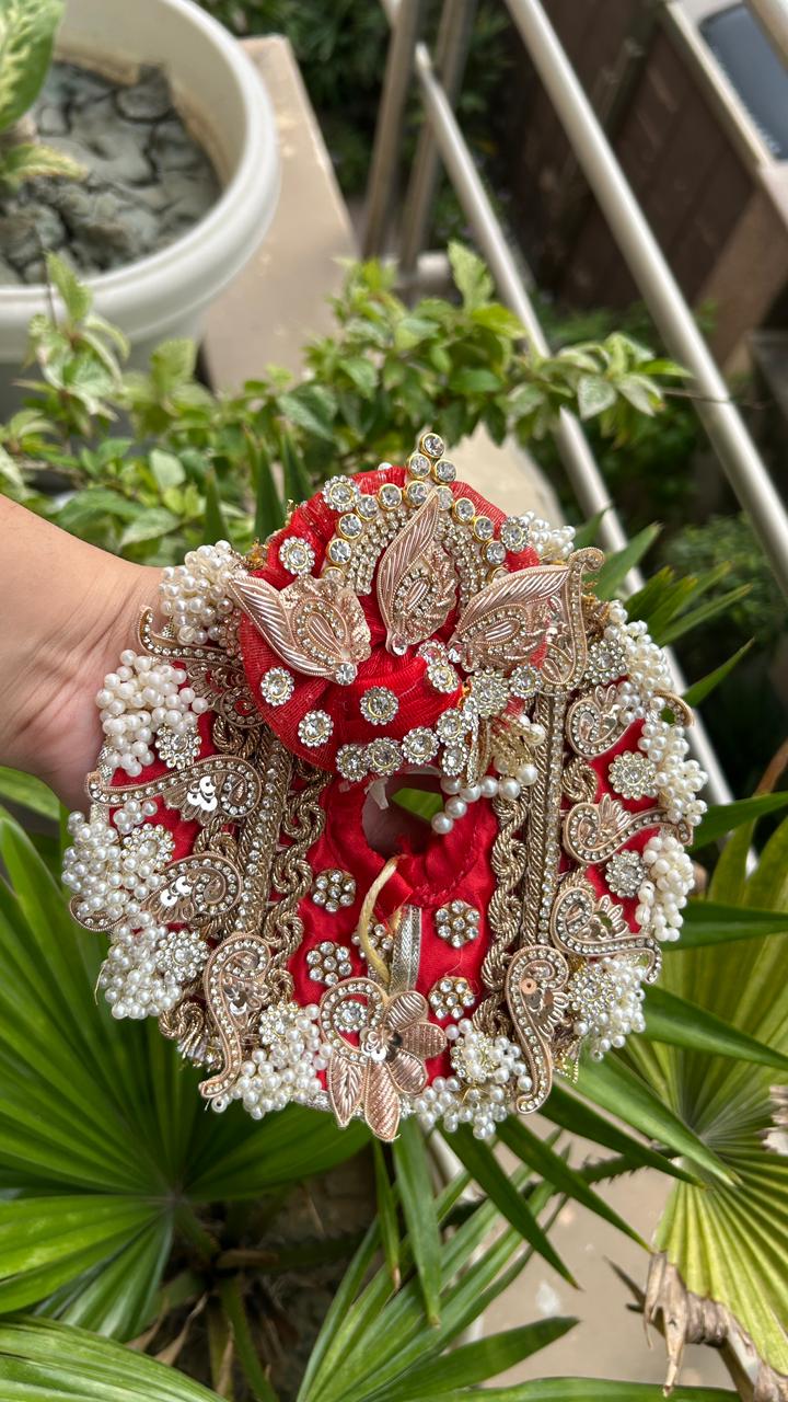 Beautiful Laddu Gopal Posak | Lehriya Zari &amp; Gotta Border Dress | Size 2-3