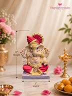 Eco-Friendly Ganpati Idol with Pink Pheta & Royal Attire