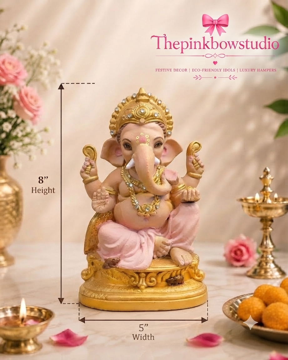 Elegant Golden Throne Ganpati Idol