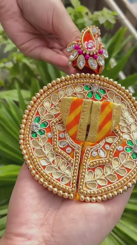 Beautiful Laddu Gopal Posak | Gota Designer Krishna Ji Dress | Size 0