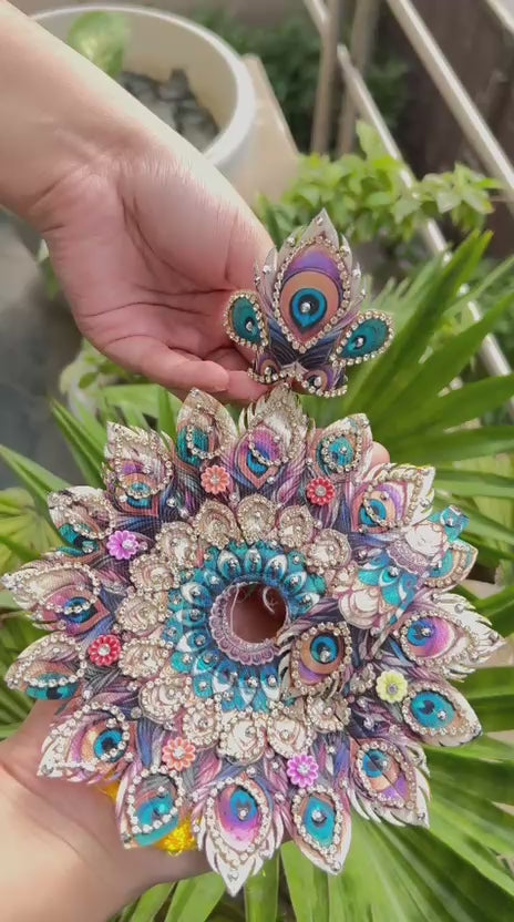 Beautiful Laddu Gopal Posak | Peacock Designer Dress with Patka &amp; Pagri | Size 0-1