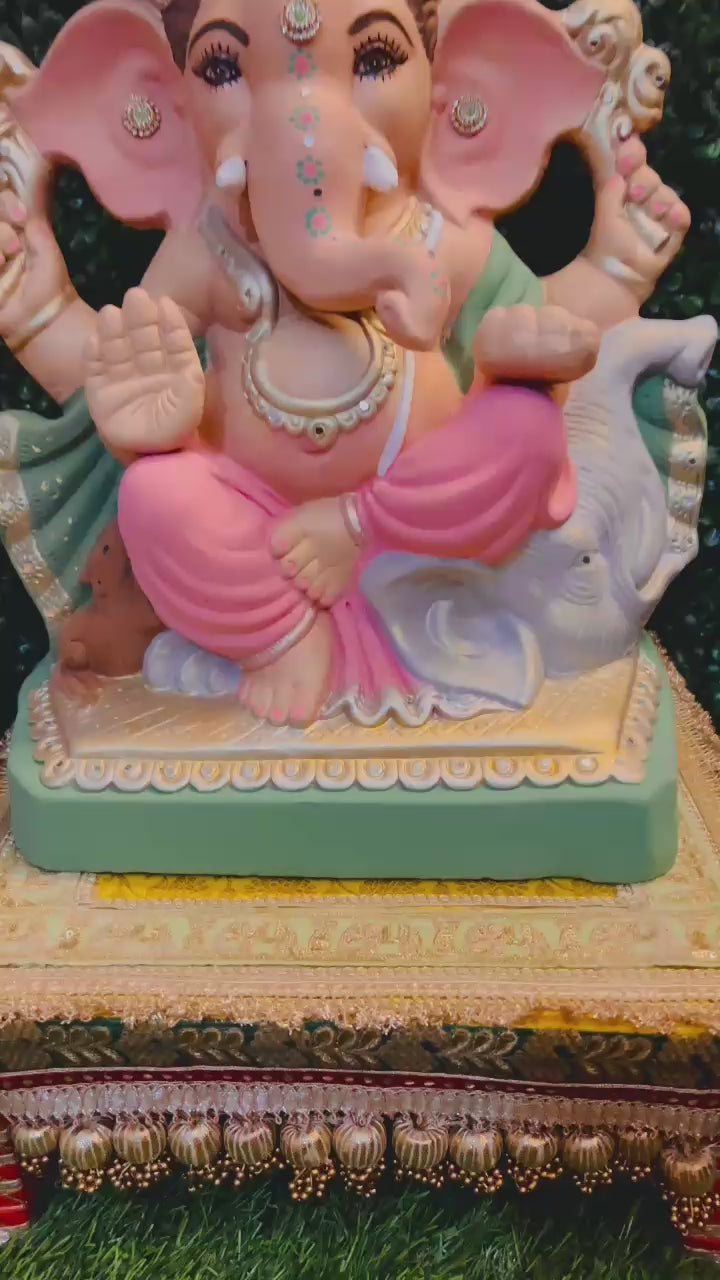 20 Inch Hand-Painted Eco-Friendly Plant Ganesha | Handmade Decorative Ganesh Idol