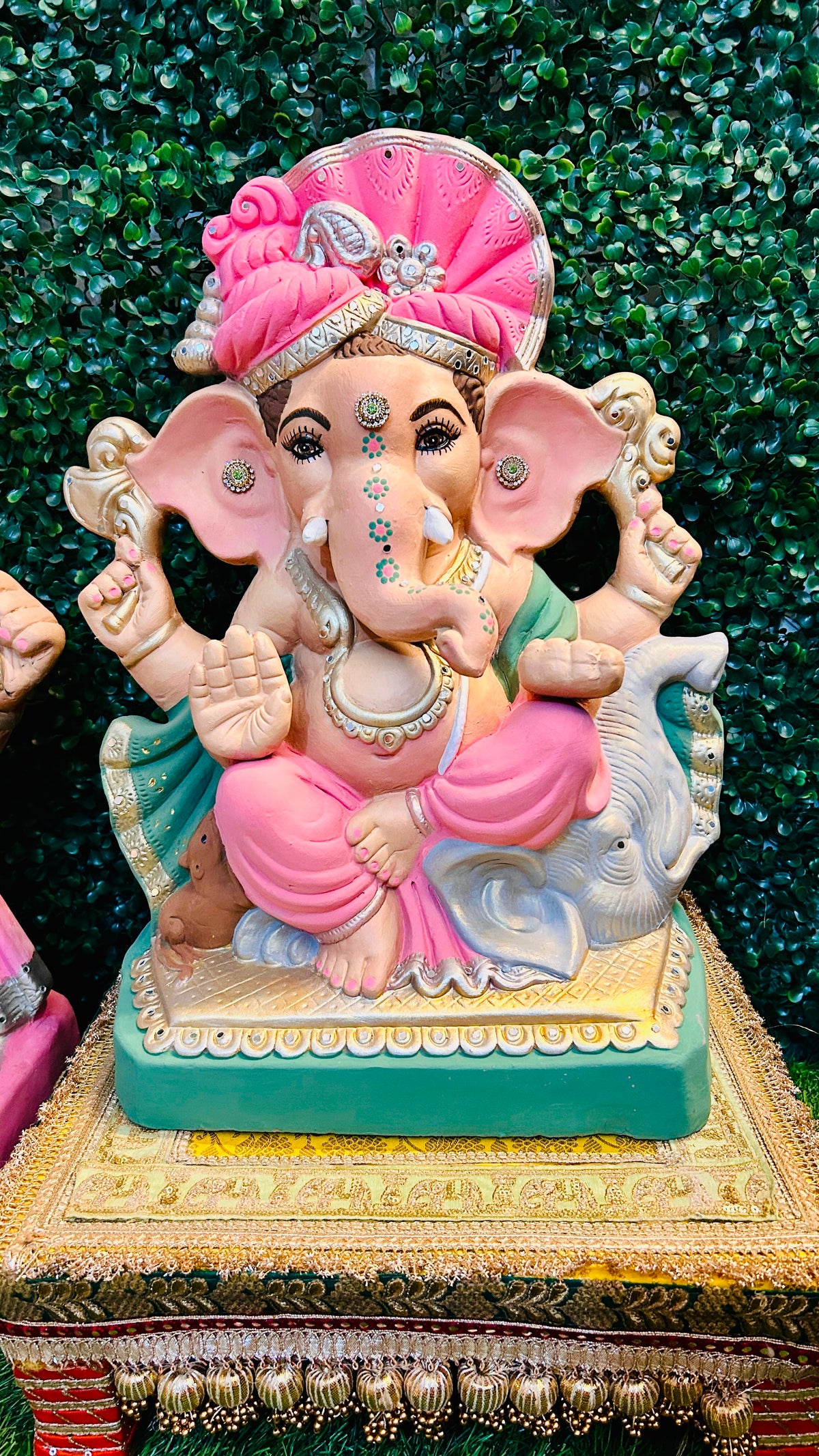 20 Inch Hand-Painted Eco-Friendly Plant Ganesha | Handmade Decorative Ganesh Idol